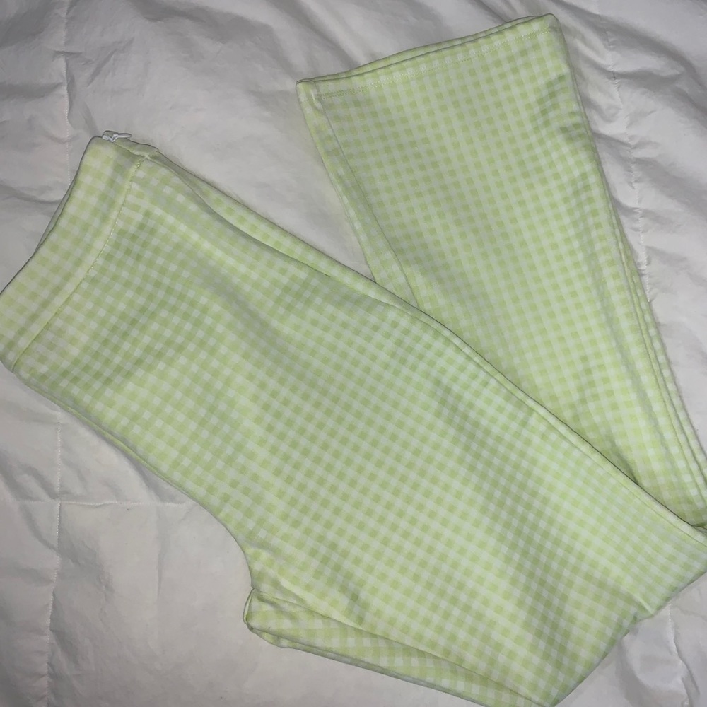 Lime green checkered pant size S